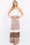 Celeste Full Size Leopard Color Block Tube Maxi Dress Plus Size
