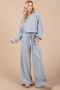 Ces Femme Boat Neck Long Sleeve Drawstring Jumpsuit
