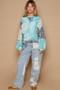 POL Floral Patchwork Round Neck Knit Top