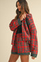 Annie Wear Contrast Plaid Long Sleeve Top and Shorts Set