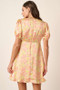 Mittoshop Printed V-Neck Puff Sleeve Mini Dress