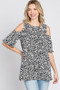 Heimish Full Size Leopard Round Neck Cold Shoulder T-Shirt Plus Size