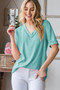Heimish Full Size V-Neck Half Sleeve T-Shirt Plus Size