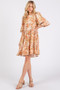 Mittoshop Flower Print Linen Blend Babydoll Mini Dress