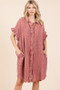 Mittoshop Mineral Wash Cotton Gauze Mini Shirt Dress