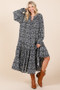 Mittoshop Printed Tie Neck Flounce Sleeve Midi Dress