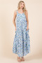 Mittoshop Flower Print Tiered Sleeveless Empire Maxi Dress