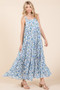 Mittoshop Flower Print Tiered Sleeveless Empire Maxi Dress