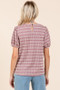 Mittoshop Contrast Striped Short Puff Sleeve Knit Top