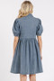 Mittoshop Button Down Puff Sleeve Denim Dress