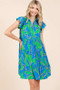 Mittoshop Leaf Print Ruffle Sleeve Tiered Mini Dress
