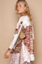 POL Crochet Plaid Patchwork Button Up Shirt
