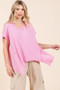 Mittoshop Mineral Wash Waffle Knit Pointed Hem Oversized Top