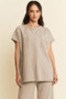 Davi & Dani Round Neck Short Sleeve Top and Pants Set