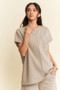 Davi & Dani Round Neck Short Sleeve Top and Pants Set