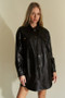 Davi & Dani Faux Leather Button Up Jacket with Chest Pockets
