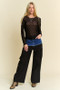 Davi & Dani Bow Mesh Round Neck Long Sleeve Top