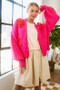 Davi & Dani Floral Applique Open Front Drop Shoulder Cardigan