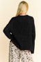Davi & Dani Star Front Crochet Drop Shoulder Knit Top
