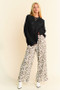 Davi & Dani Star Front Crochet Drop Shoulder Knit Top