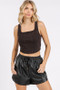 Mittoshop Mineral Wash Corset Crop Stretch Knit Tank
