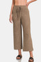 Zenana Drawstring Hacci Cropped Pants