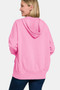 Zenana Half Snap Long Sleeve Hoodie with Kangaroo Pocket