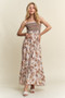 ADORA Smocked Printed Square Neck Tie Shoulder Cami Dress
