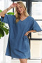 ADORA V-Neck Half Sleeve Mini Denim Dress