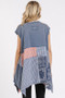 Mittoshop Patchwork Mineral Washed Round Neck Cap Sleeve Top