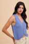 Annie Wear Crochet Trim Button Down Sweater Vest