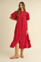 Annie Wear Mineral Washed Button Down Puff Sleeve Shirt Dress