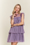 ADORA Layered Ruffled Cap Sleeve Mesh Dress