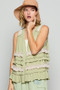 POL Ruffled Open Front Sleeveless Cardigan