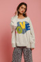 BiBi LOVE Heart Patch Slit French Terry Sweatshirt