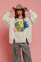 BiBi LOVE Heart Patch Slit French Terry Sweatshirt
