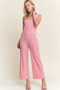 ADORA Ribbed V-Neck Wide Leg Jumpsuit with Pockets