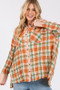 SAGE + FIG Side Slit Plaid Button Down Long Sleeve Shirt