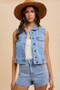 Annie Wear Collared Neck Button Down Denim Vest