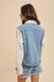 Annie Wear Collared Neck Double Placket Denim Jacket