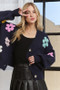 ADORA Flower Button Down Lantern Sleeve Cardigan