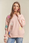 ADORA Stars Pattern Round Neck Drop Shoulder Sweater