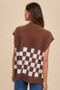 Annie Wear Checkered Button Down Short Sleeve Cardigan