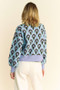 Davi & Dani Scale Jacquard Round Neck Drop Shoulder Sweater