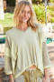 POL High-Low Contrast V-Neck Top