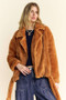 Davi & Dani Fuzzy Zip Up Collared Neck Jacket