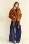 Davi & Dani Fuzzy Zip Up Collared Neck Jacket