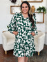 Double Take Full Size Printed Ruffle Hem Dress with Pocket