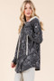 BOMBOM Drawstring Flower Print Button Up Shacket