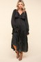 Haptics Flounce Sleeve Tiered Midi Dress with Pockets